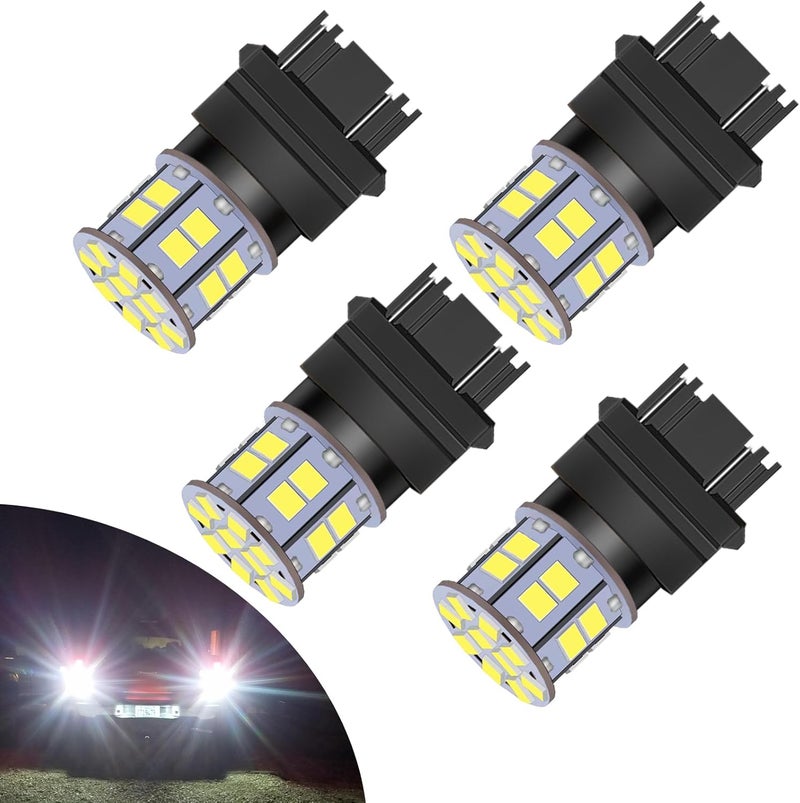 LEDYOTRY 3157 LED Bulb White, Super Bright 3156 3057 3056 3047 4157 4057 4114 LED Bulb for Back Up Reverse Lights, Tail Brake Lights, Parking Signal Daytime Running Lights (Pack of 4) - Image 1